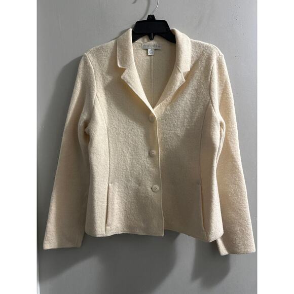 Petite Sophisticate Cream 100% Wool Blazer coat‎ size small - Picture 1 of 10
